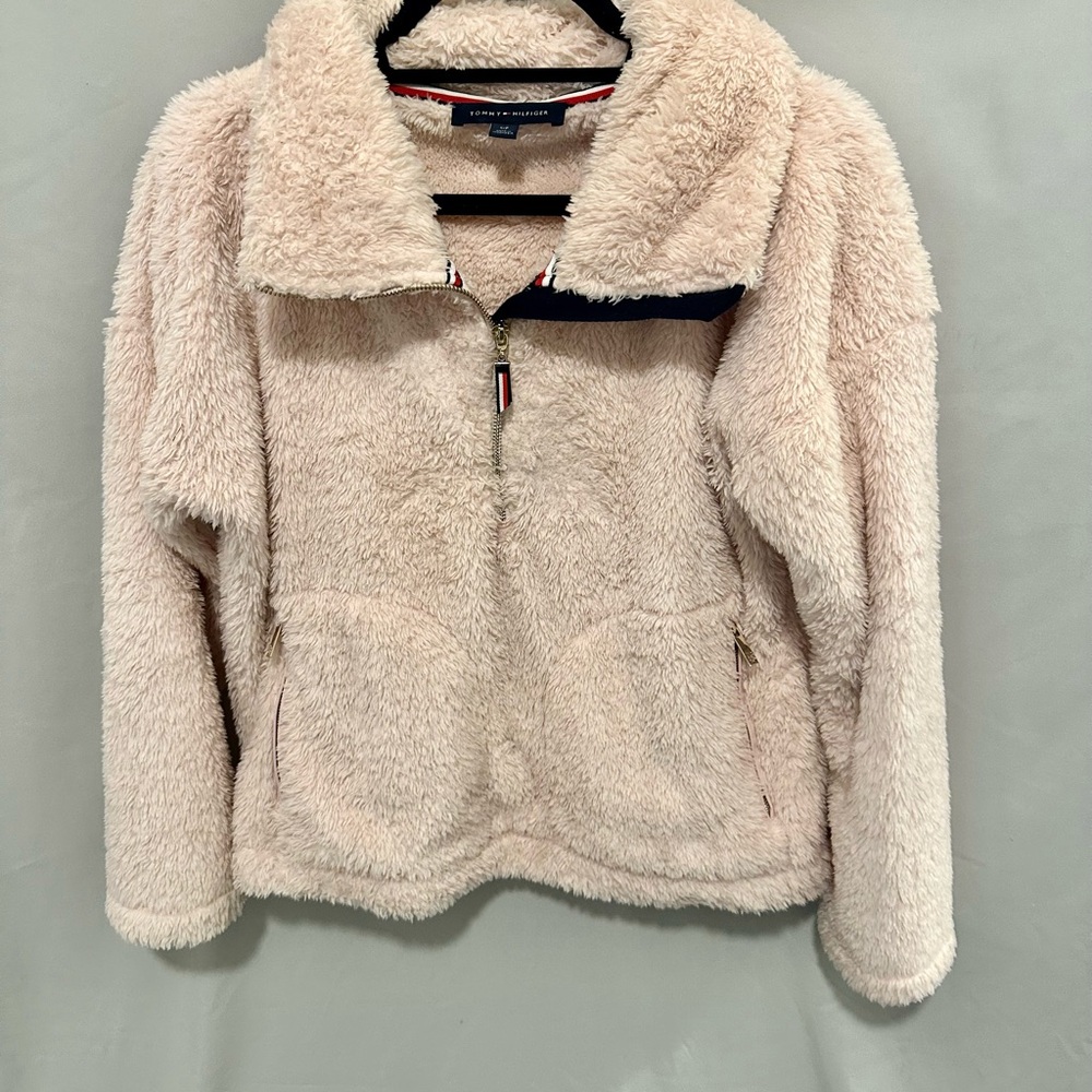 Tommy Hilfiger Pink Teddy Jacket with Cozy Plush Material